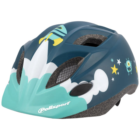 Polisport Helmet Spaceship con bottiglia d'acqua e supporto. Dimensione: XS (48 52 cm), colore: blauww