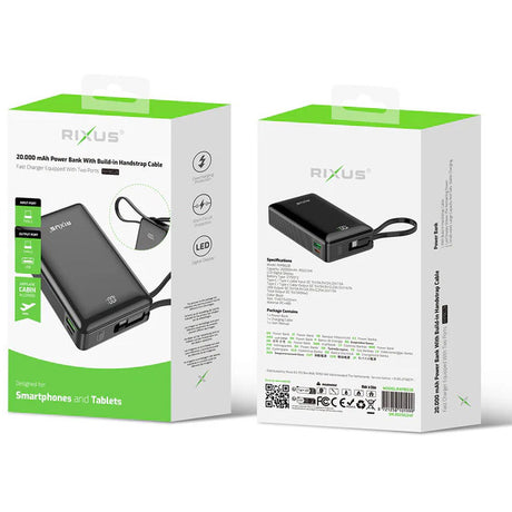 Olympic Sportswear Rixus Power Bank RXPB02B 20 000 mAh Li-ion USB-C -A Noir
