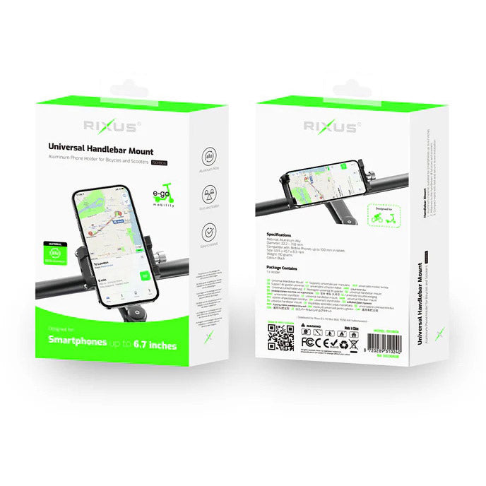 Support de téléphone Rixus pour vêtements de sport olympiques rxhb06 <6,7 aluminium noir