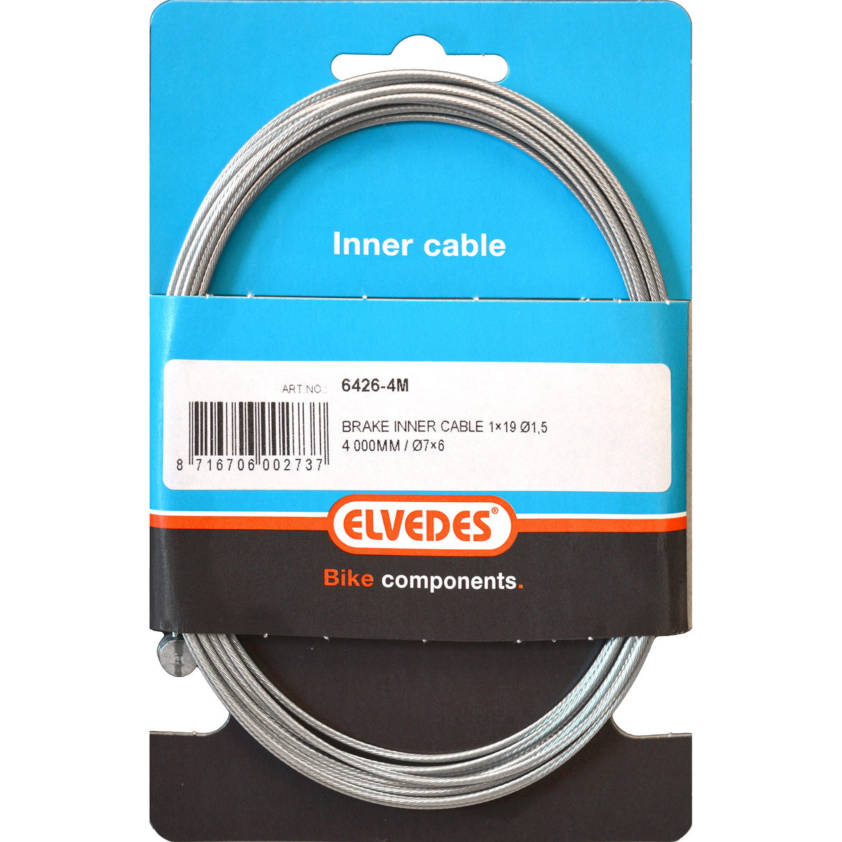 Elvedes Rem Binnenkabel tandem 4000mmm achter t-nippel 6426-4m