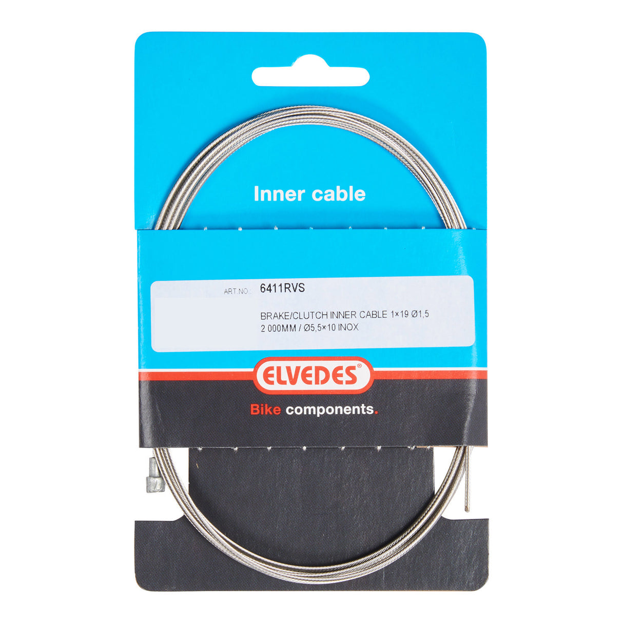Elvedes Rem Binnenkabel 2000 mm (10) V-Nipple Acier inoxydable 6411RVS 10