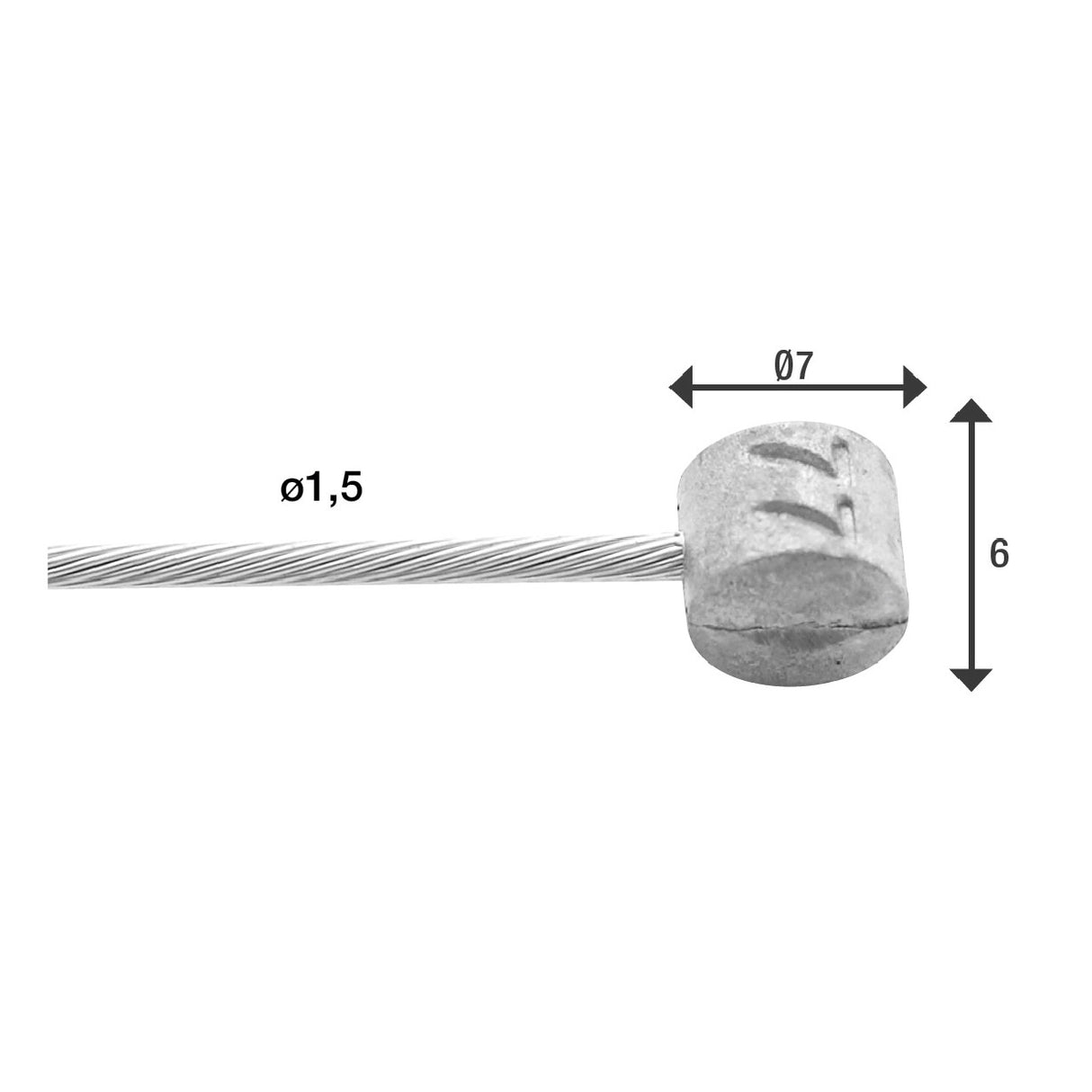 Câble intérieur de frein Elvedes 2 000 mm 1×19 fils acier inoxydable ø1,5mm avec raccord en T ø7 × 6mm