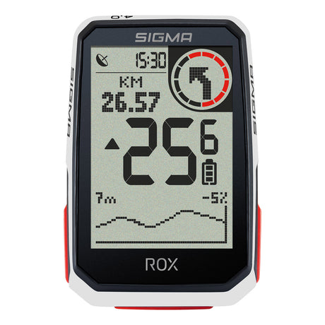 Sigma Rox 4.0 GPS SW White HR Solder de direction + ant + ble brabstiv