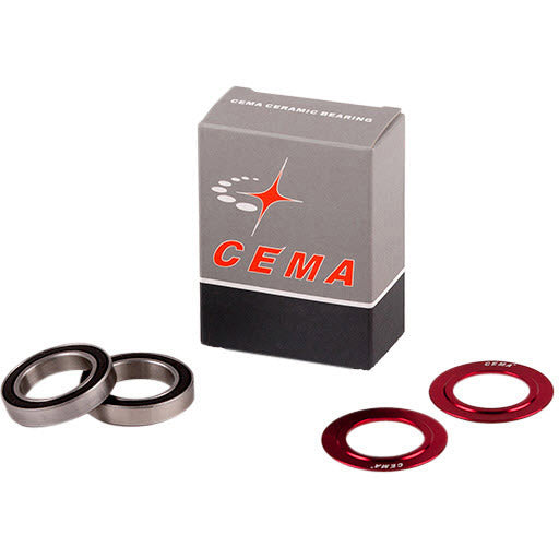 Cema kogellager set voor 24mm bottom bracket rvs rood