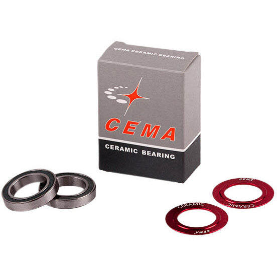 Jeu de roulements à billes Cema pour boîtier de pédalier 24 mm en céramique rouge