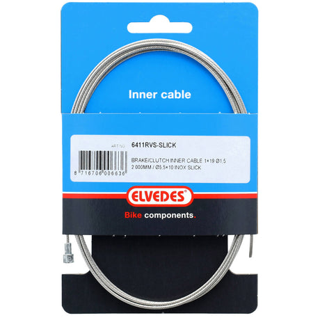 Elvedes cable Systems bv Elvedes câble intérieur de frein 2000 mm en acier inoxydable lisse avec raccord en V de 1,5 mm
