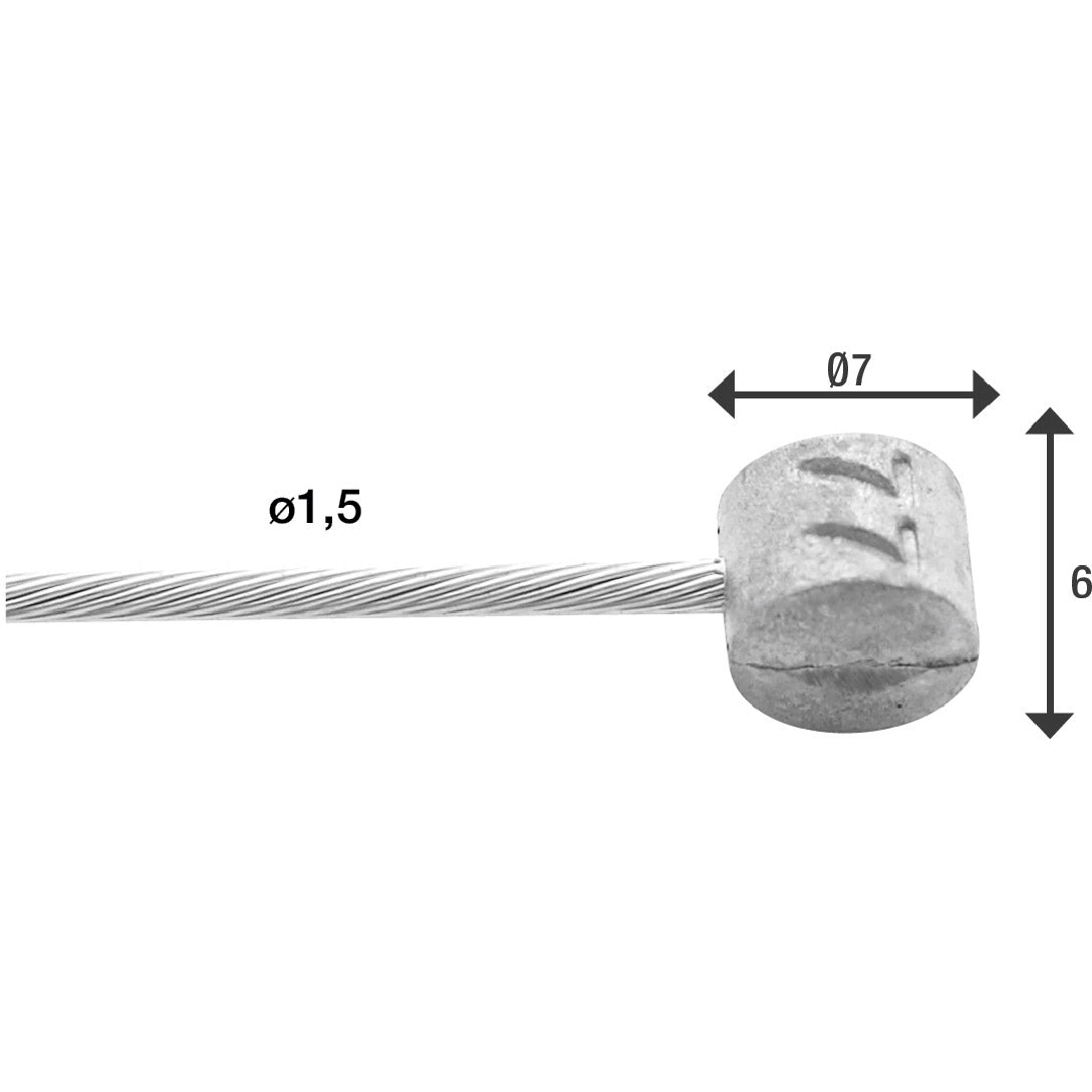 ELVEDES REM BINNenkabel 2000 mm Edelstahl Slick Ø1,5mm T-Nipple