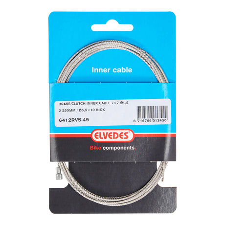 Elvedes Rem Binnenkabel 2250 mm V-Nipple 6412RVS-49