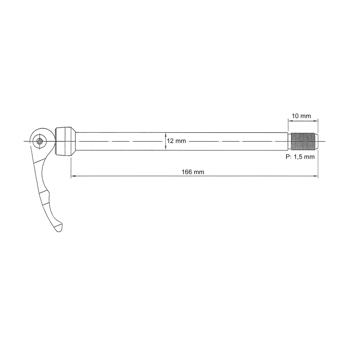 Qr269r náprava sedadla Ø12mm 166 mm s rychlým uvolněním