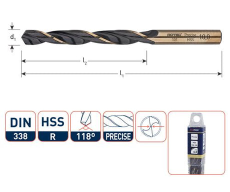 Rotec foret hélicoïdal hss précis 10,6mm