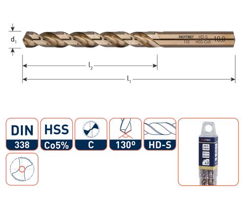 Foret hélicoïdal Rotec din338 co 4,4 mm