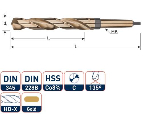 Foret Rotec mc din345 18,5mm cobalt