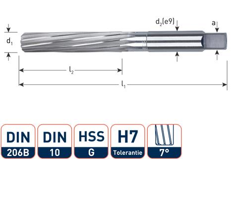 Alésoir manuel Rotec h7 8mm hss-g din206-b