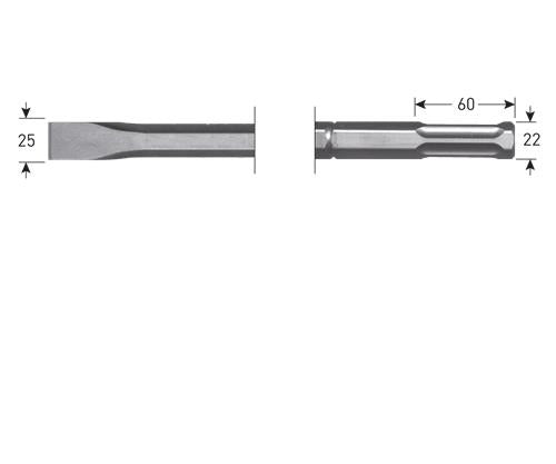 Burin plat Rotec 25x360mm 6k-22mm pour Hilti te-s