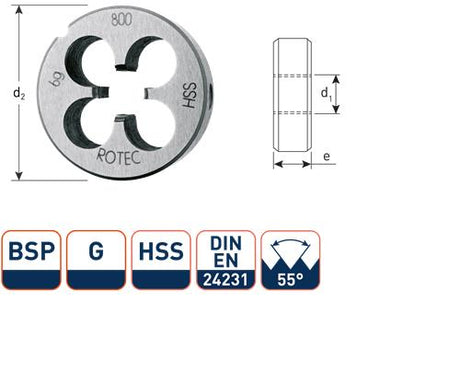 Plaque à découper ronde Rotec bsp g1 8 hss