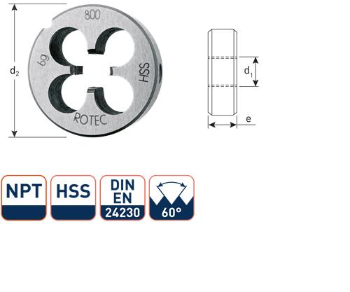 Plaquette de coupe ronde Rotec npt 1 16 hss