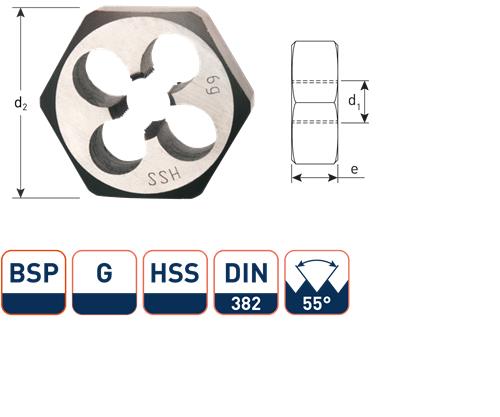 Rotec écrou coupant hexagonal bsp g5 8 din382 hss