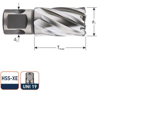 Rotec carottier hss-xe silver-line 45,0mm sl30