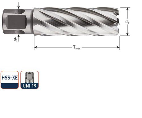 Rotec carottier hss silver-line 46,0mm sl55 Weldon