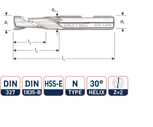 Rotec fraise à clavette courte din327 12,0mm Weldon (u)