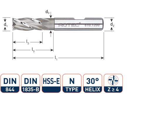Rotec fraise courte din844 13.0mm Weldon