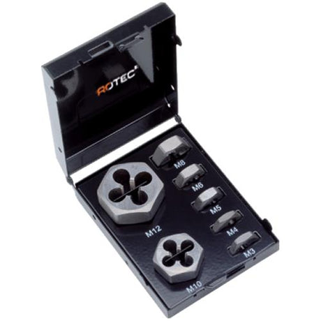 Jeu d'écrous coupants hexagonaux Rotec 7 pièces m3-m12