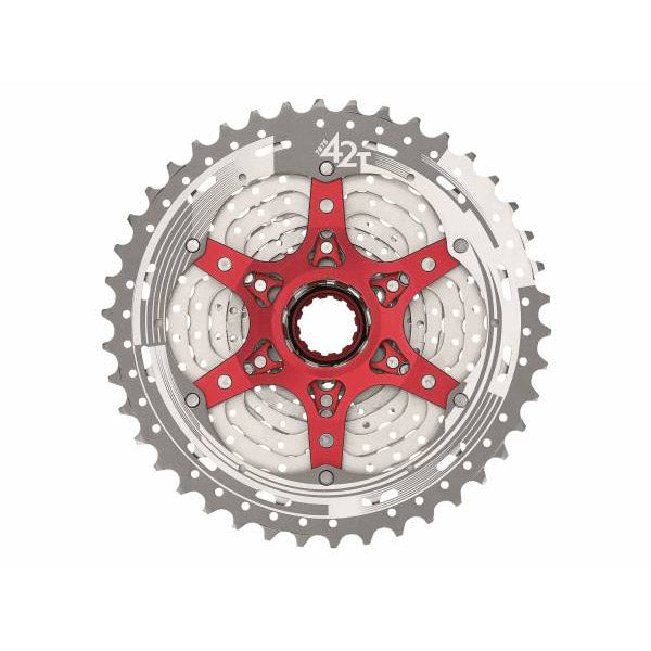 Cassette Sunrace CSMX8 11 VITESSE 11-42 dents en argent dans la boîte