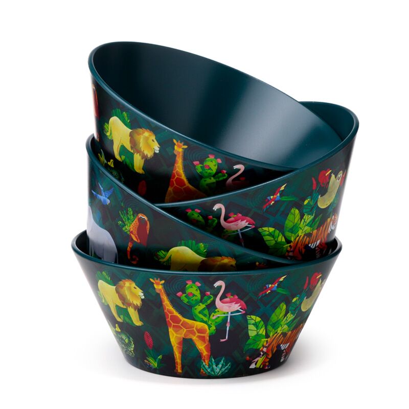 Ensemble de 4 bols de pique-nique en rpet durable Animal Kingdom
