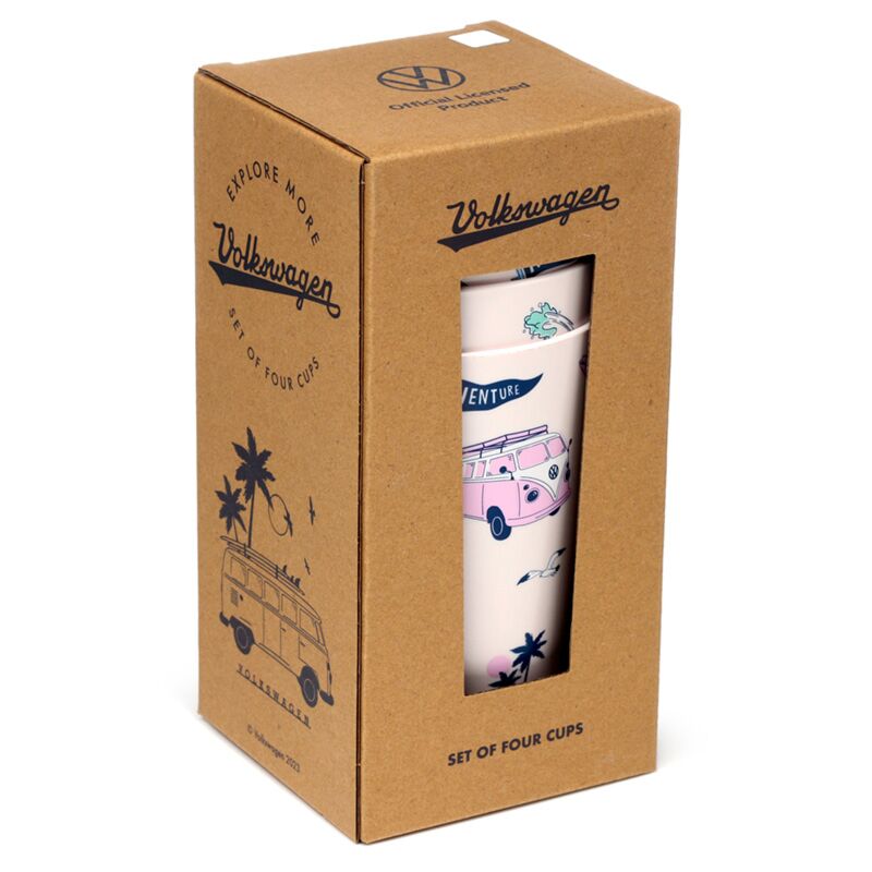 Vw t1 volkswagen van explore set 4 gobelets de pique-nique durables en rpet 450ml