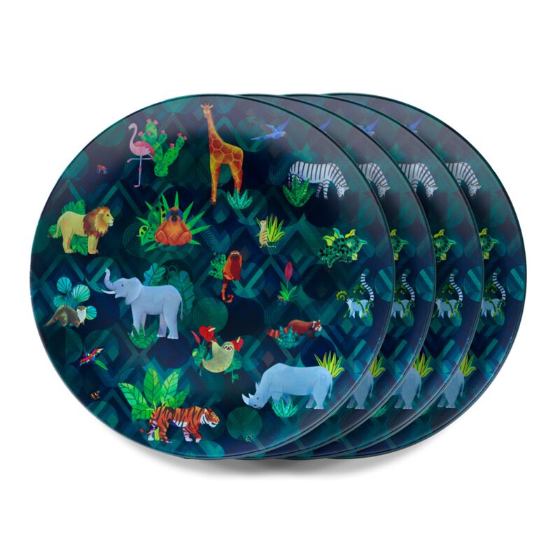 Ensemble Animal Kingdom de 4 assiettes de pique-nique en rpet durable