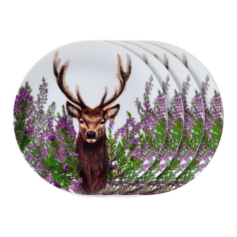 Ensemble de 4 assiettes de pique-nique en rpet durable cerf sauvage
