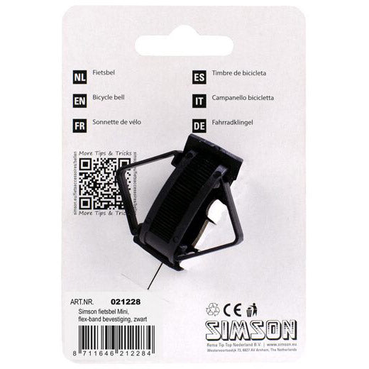 Simson Bicycle Bell Mini 32 mm, Flex Band Attachement noir