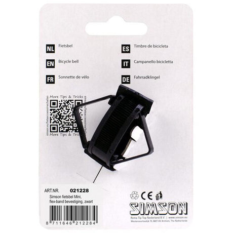 Simson Bicycle Bell Mini 32 mm, Flex Band Attachement noir
