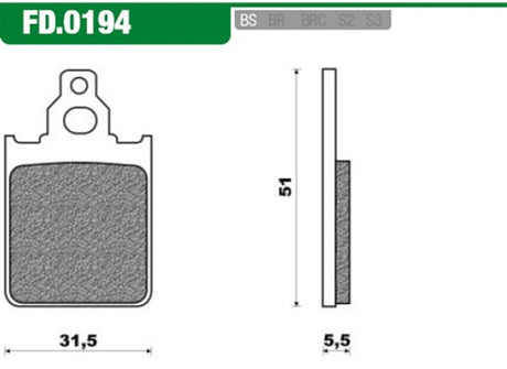 Bloc de frein à disque newfren FD0194 Quartz ital