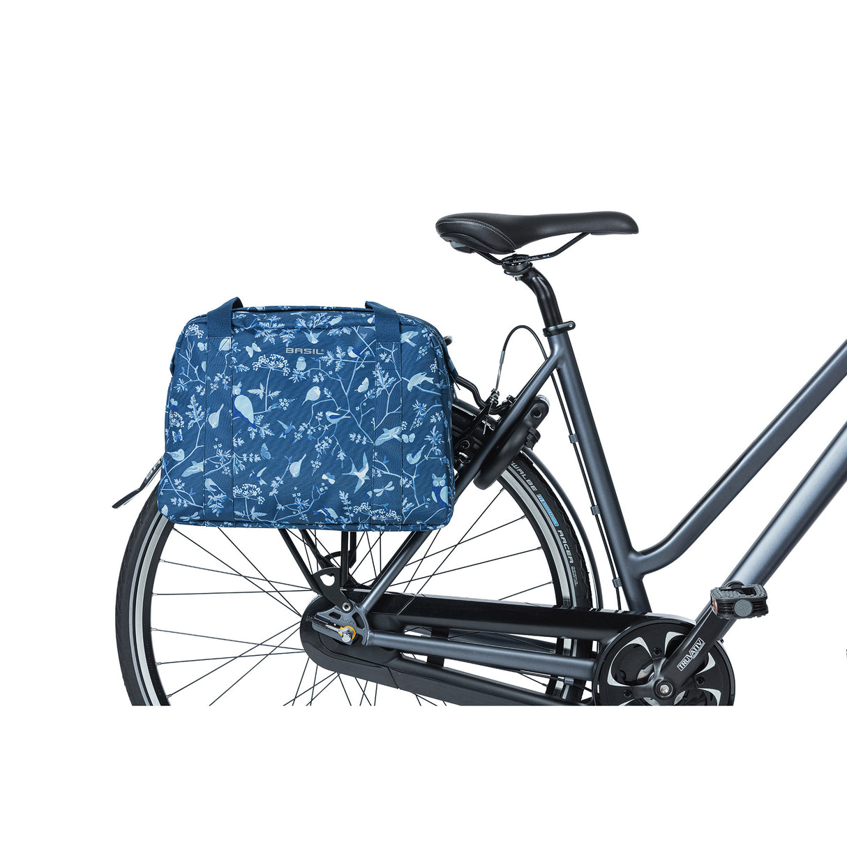 Basil Wanderlust transporte tout le sac Bleu Blee Bicyle Sac à main avec eau imprimée d'oiseaux - Retoting 18L