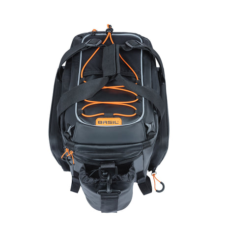 Basil Miles XL Pro Luggage Menace Sac, noir orange, étanche, 9-36L, adapté aux vélos électriques