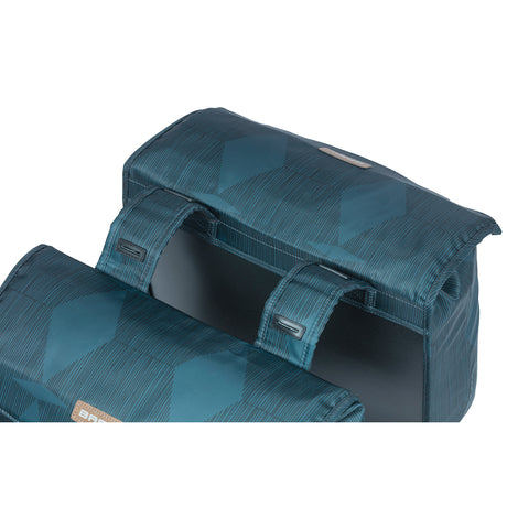 Basil Elegance Double Bicycle Sac, bleu, animal de compagnie recyclé, alimentaire, fermeture de conservation de l'eau, pont universel, 40-49L