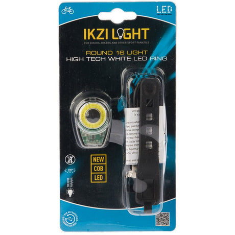 Ikzilight Headlight Round16 avec anneau LED COB, USB facable