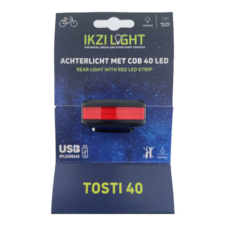 Feu arrière Ikzilight sandwich 40 cob LED, rechargeable par USB