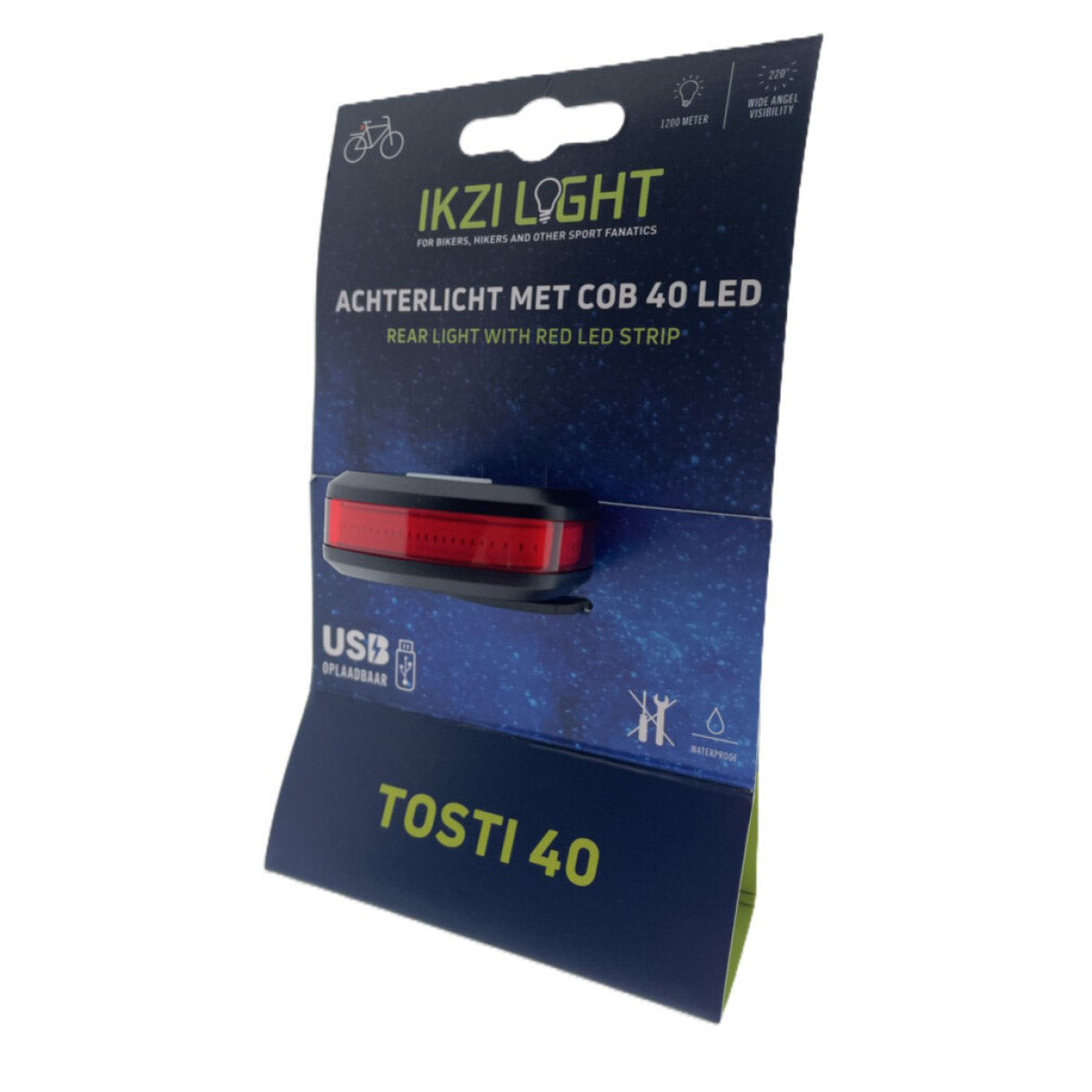Feu arrière Ikzilight sandwich 40 cob LED, rechargeable par USB