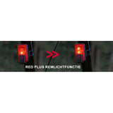 Vdo eco light red rl plus usb achterlicht li-on accu+remlicht aan uit