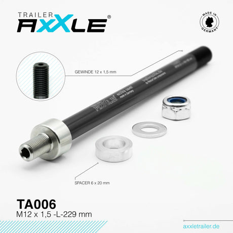 Bobike Radoxx Planse essieu pour la remorque M12x1.50 229 mm