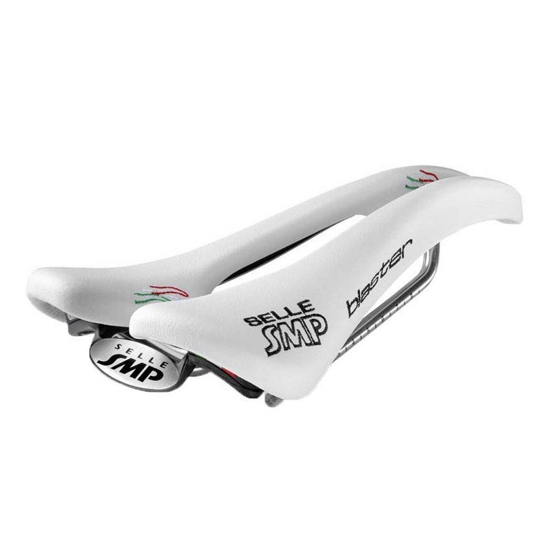 Selle SMP pro blaster blanc avec rail en acier inoxydable