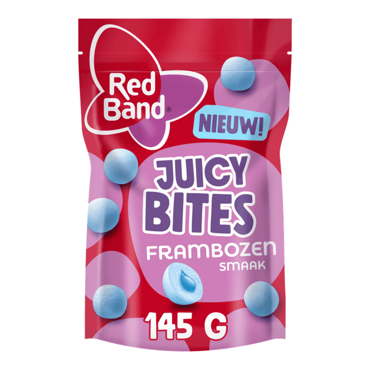 Bouchées juteuses à bande rouge saveur framboise (8x 145gr)