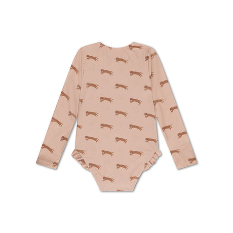 Itinérant | Maillot de bain anti-UV fille beige à manches longues
