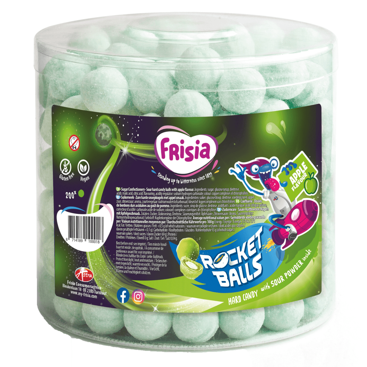 Boules de fusée Frisia boules aigres pomme (200 pièces)