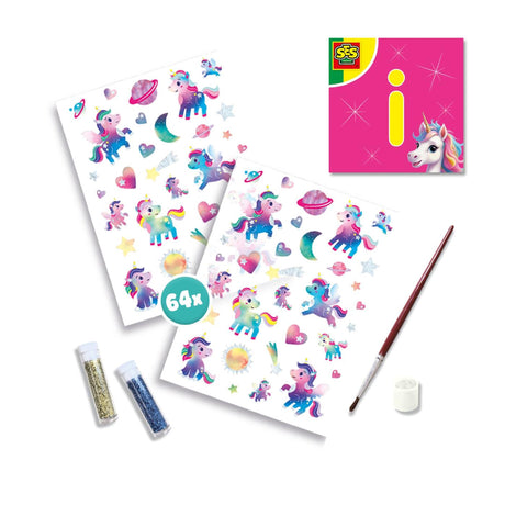 Ses licorne - tatouages et paillettes