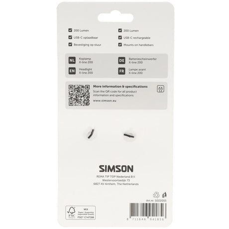 Simson koplamp aurora x-line 200 - usb-c oplaadbaar