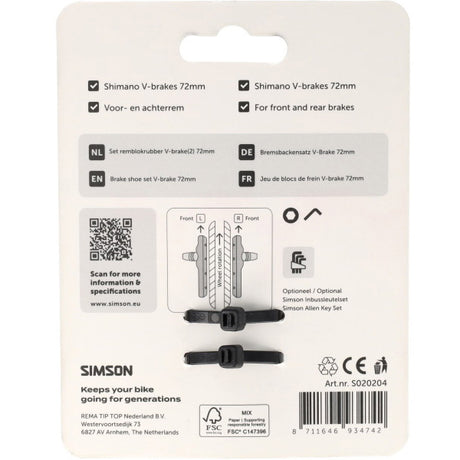 Simson mâchoires de frein v-brake 72mm
