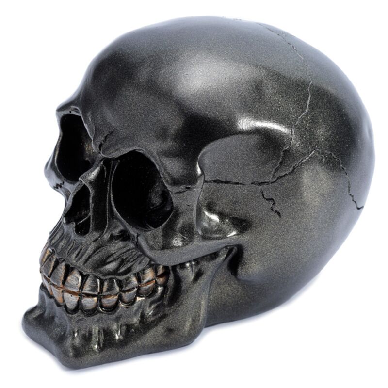 Accessoire de maison tête de mort noir métallisé